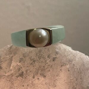**PRICE DROP!!!**Jade Ring with Pearl Accent 
Genuine pearl and gold is 14k
